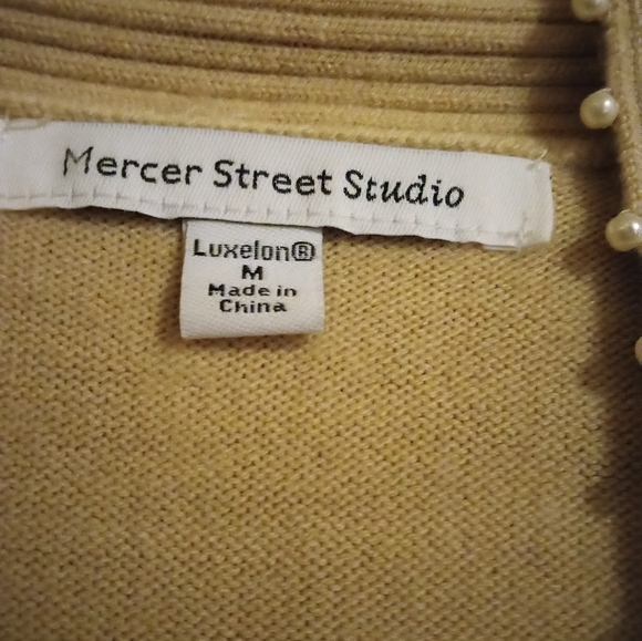 Mercer Street Studio 3/4 Sleeve Tan w Pearl Embellishments - Picture 2 of 4